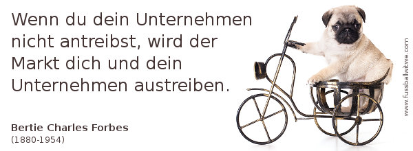 Business Zitat: Wenn du dein Unternehmen nicht antreibst, wird der Markt dich und dein Unternehmen austreiben – Bertie Forbes