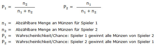 Formel Ruin des Spielers 50/50 Chance